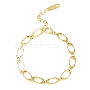 Ion Plating(IP) 304 Stainless Steel Horse Eye Link Bracelet for Women, Golden, 6-1/4 inch(16cm)(BJEW-K254-11B-G)