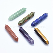 Natural & Synthetic Mixed Stone No Hole Beads, Healing Stones, Reiki Energy Balancing Meditation Therapy Wand, Faceted, Double Terminated Point, 51~55x10.5~11x9.5~10mm(G-G760-J)