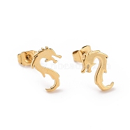 304 Stainless Steel Tiny Dragon Stud Earrings for Men Women, Golden, 11x8mm, Pin: 0.7mm(EJEW-G318-09G)