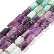 Chakra Natural Mixed Stone Beads Strands, with Seed Beads, Faceted Column, 9~11x6~7.5x6~7.5mm, Hole: 1.2mm, about 30pcs/strand, 15.16~15.55 inch(38.5~39.5cm)(G-G068-A38-01)