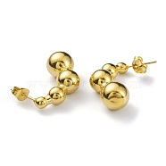 304 Stainless Steel Round Ball Beaded Stud Earrings for Women, Real 18K Gold Plated, 24.5x18x8.5mm, Pin: 0.6mm(EJEW-K244-15G)