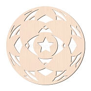 Laser Cut Wooden Wall Sculpture, Torus Wall Art, Home Decor Meditation Symbol, Yoga Hanging Artwork, Flat Round, Flower Pattern, 310x6mm(WOOD-WH0105-021)