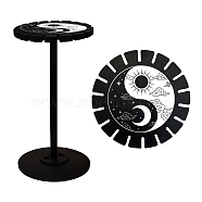 Wooden Wheel, Wooden Display Shelf, Black Holder Stand, Rustic Divination Pendulum Storage Rack, Witch Stuff, Yin Yang Pattern, Wheel: 120x8mm, 2pcs, Studdle: 288x12mm, 1pc(DJEW-WH0046-038)