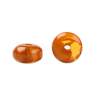Resin Beads, Imitation Amber, Flat Round, Dark Orange, 8x4.5mm, Hole: 1.6~1.8mm(RESI-N034-02-K02)