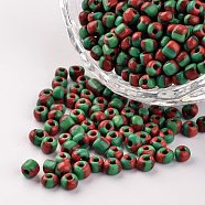 6/0 Opaque Colours Seep Glass Beads, Round Seed Beads, Sea Green, 3.5~4x2.5~3mm, Hole: 0.5mm, about 5500pcs/450g(SEED-M006-A06)