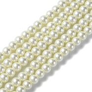 Eco-Friendly Dyed Glass Pearl Round Beads Strands, Grade A, Cotton Cord Threaded, Beige, 6mm, Hole: 1.2~1.5mm, about 72pcs/strand, 15 inch(HY-A008-6mm-RB011)