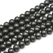 Frosted Non-magnetic Synthetic Hematite Round Bead Strands, Grade AA, 10mm, Hole: 1mm, about 35pcs/strand, 16 inch(G-J344-10mm)