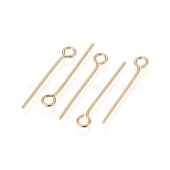 304 Stainless Steel Eye Pins, Golden, 20x0.6mm, Hole: 2mm(STAS-L238-005I-G)