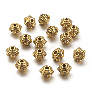 Tibetan Style Alloy Spacer Beads, Lead Free & Cadmium Free, Antique Golden, 7x5.5mm, Hole: 1mm(GLF1017Y)
