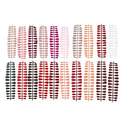 7 Different Size Frosted Solid Color French Short False Nails, Full Fake Nails Tips, for Woman Girls DIY Nail Art Design, Mixed Color, 16.5~25x7~12mm, 28pcs/set(MRMJ-Q124-M)