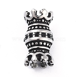 304 Stainless Steel Bead Caps, with Jet Rhinestone, Tibetan Style, Double Crown, Antique Silver, 16x9mm, Hole: 3mm(STAS-I190-26AS)