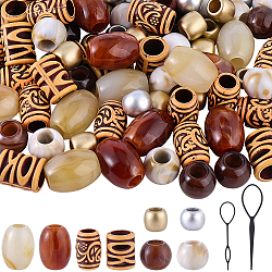 DIY African Dreadlock Hair Accessories Kits, include Plastic Hair Braiding Tool, Acrylic European Beads, Plastic Beads, Mixed Color, 147~195mm, 2pcs/set(FIND-PA0001-49)
