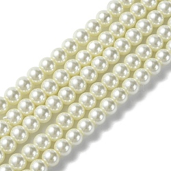 Eco-Friendly Dyed Glass Pearl Round Beads Strands, Grade A, Cotton Cord Threaded, Beige, 6mm, Hole: 1.2~1.5mm, about 72pcs/strand, 15 inch(HY-A008-6mm-RB011)