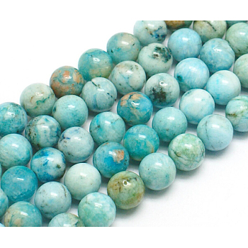 Natural Gemstone Hemimorphite Round Beads Strands, Dyed, Cyan, 14mm, Hole: 1.2mm, about 28pcs/strand, 15.74 inch