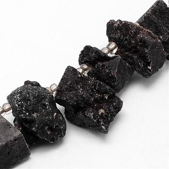 Electroplated Natural Agate Bead Strands, Druzy Agate, Nuggets, Dyed, Black, 22~37x14~17x17~21mm, Hole: 1.5mm, about 8pcs/strand, 5 inch