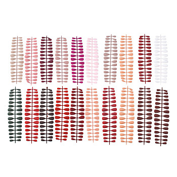 7 Different Size Frosted Solid Color French Short False Nails, Full Fake Nails Tips, for Woman Girls DIY Nail Art Design, Mixed Color, 16.5~25x7~12mm, 28pcs/set