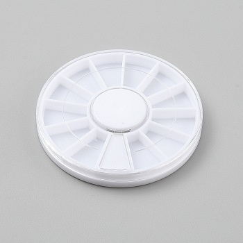 12 Grids Rotatable Plastic Storage Boxes, Round, White, 5.8x0.7cm, Inner Diameter: 1.5x0.9cm