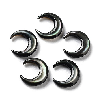 Natural Black Lip Shell Beads, Crescent Moon, Black, 11x12x3mm, Hole: 0.7mm