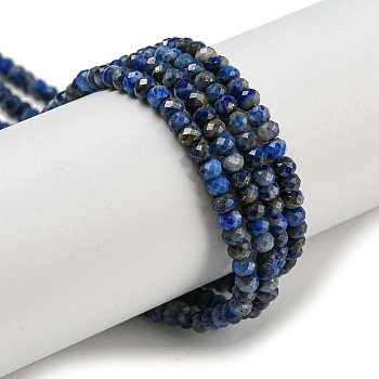 Natural Lapis Lazuli Beads Strands, Faceted, Rondelle, Grade A, 3x2mm, Hole: 0.5~0.6mm, about 129~173pcs/strand, 15.5 inch(39.5cm)