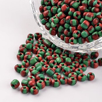 6/0 Opaque Colours Seep Glass Beads, Round Seed Beads, Sea Green, 3.5~4x2.5~3mm, Hole: 0.5mm, about 5500pcs/450g