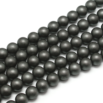 Frosted Non-magnetic Synthetic Hematite Round Bead Strands, Grade AA, 10mm, Hole: 1mm, about 35pcs/strand, 16 inch