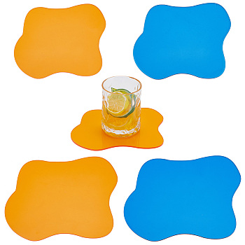 4Pcs 4 Style Opaque Acrylic Cup Mats, Irregular Shape Coasters, Mixed Color, 96~143x123~135x3mm, 1pc/style