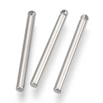 201 Stainless Steel Pendants, Bar/Stick, Stainless Steel Color, 22x2mm, Hole: 0.8mm