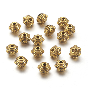 Tibetan Style Alloy Spacer Beads, Lead Free & Cadmium Free, Antique Golden, 7x5.5mm, Hole: 1mm