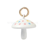 Spray Painted Brass Charms, Mushroom with Dot Charms, Golden, Colorful, 15x15mm, Hole: 3.8mm(KK-CBAEB58-12)