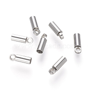 201 Stainless Steel Cord Ends, End Caps, Column, Stainless Steel Color, 8x2.5mm, Hole: 1.5mm, Inner Diameter: 2mm(STAS-E136-66)