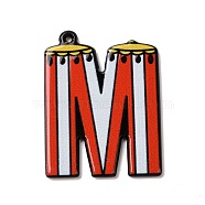 Circus Theme Printed Acrylic Pendants, Joker, Letter A~Z, Letter.M, 32.5~36x9~30.5x2~2.5mm, Hole: 0.7~1.6mm(OACR-D008-06M)