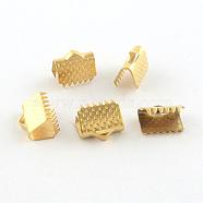 304 Stainless Steel Ribbon Crimp Ends, Golden, 8.5x10.5mm, Hole: 2.5mm(STAS-S047-058G)