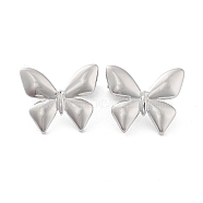 304 Stainless Steel Stud Earrings, Butterfly, Stainless Steel Color, 16.5x19.5mm(EJEW-H115-11P)