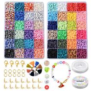 DIY Heishi Bracelet Necklace Making Kit, Including Polymer Clay Disc & Acrylic Smiling Face & Plastic Pearl Beads, Tassel Pendant Decorations, Mixed Color, 8040Pcs/set(DIY-YW0006-75)