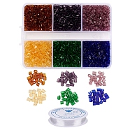 DIY Transparen Tube Glass Beads Bracelet Making Kit, Including Hexagon 11/0 Two Cut Round Hole Glass Seed Beads and Elastic Thread, Brown, Beads: about 4500pcs/set(DIY-YW0004-36B)