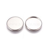 304 Stainless Steel Plain Edge Bezel Cups, Cabochon Settings, Flat Round, Stainless Steel Color, Tray: 18mm, 19.5x1.5mm(X-STAS-E460-10P-18mm)