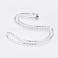304 Stainless Steel Box Chain Necklaces, with 304 Stainless Steel Beads and Clasps, Stainless Steel Color, 17.6 inch(44.7cm), 1.5mm(NJEW-F248-22A-P)
