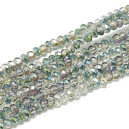 Electroplate Glass Beads Strands, Faceted, Rondelle, Colorful, 2.5x1.5mm, Hole: 0.8mm, about 160~165pcs/strand, 13.78 inch~14.17 inch(35~36cm)(EGLA-Q112-D03)