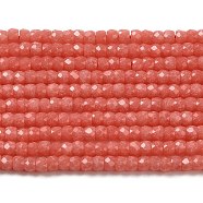 Synthetic Luminous Stone Beads Strands, Faceted, Round, Glow in the Dark, Orange Red, 3x2mm, Hole: 0.6mm, about 156pcs/strand, 14.17 inch(36cm)(G-C086-01A-04)