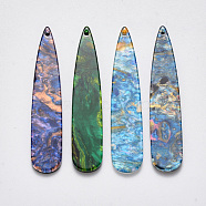 Cellulose Acetate(Resin) Big Pendants, teardrop, Mixed Color, 55x11x2.5mm, Hole: 1.2mm(KY-T008-14-M-1)