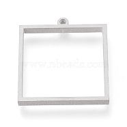 304 Stainless Steel Open Back Bezel Pendants, For DIY UV Resin, Epoxy Resin, Pressed Flower Jewelry, Square, Matte Stainless Steel Color, 31x28x3mm, Hole: 2mm(STAS-K208-02P)