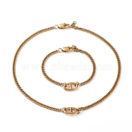 Unisex 304 Stainless Steel Curb Chain Necklaces & Bracelets Jewelry Sets, with Oval Link and Lobster Claw Clasps, Golden, 7-7/8 inch(20cm), 15-3/4 inch(40cm)(SJEW-JS01171)