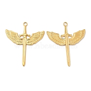 304 Stainless Steel Pendants, Sword with Wing Charm, Real 18K Gold Plated, 41.5x35.5x2mm, Hole: 3mm(STAS-Z041-31G)