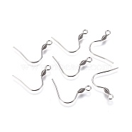 304 Stainless Steel Earring Hooks, Ear Wire, with Horizontal Loop, Stainless Steel Color, 21.5x3mm, Hole: 2mm, 19 Gauge, Pin: 0.9mm(STAS-D448-038P-A)