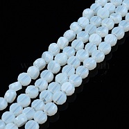 Transparent Imitation Jade Glass Beads Strands, Faceted, Flat Round, Sky Blue, 4x2.5mm, Hole: 0.8mm, about 148~149pcs/strand, 21.85 inch~22.64 inch(55.5~57.5cm)(GLAA-N052-05A-B06)