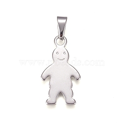 304 Stainless Steel Pendants, Man, Stainless Steel Color, 34.5x18.5x1.5mm, Hole: 10x4mm(STAS-I135-39P)