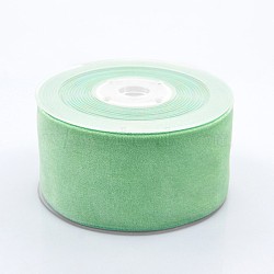 Polyester Velvet Ribbon for Gift Packing and Festival Decoration, Pale Green, 2 inch(50mm), about 20yards/roll(18.29m/roll)(SRIB-M001-50mm-564)