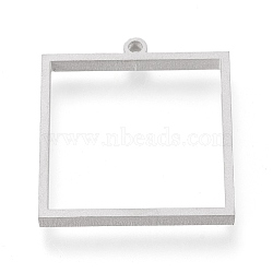 304 Stainless Steel Open Back Bezel Pendants, For DIY UV Resin, Epoxy Resin, Pressed Flower Jewelry, Square, Matte Stainless Steel Color, 31x28x3mm, Hole: 2mm(STAS-K208-02P)