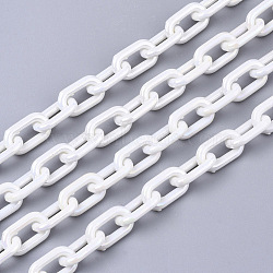 Acrylic Opaque Cable Chains, AB Color, Oval, White, 13x8x2mm, 19.68 inch(50cm)/strand(X-PACR-N009-002J)
