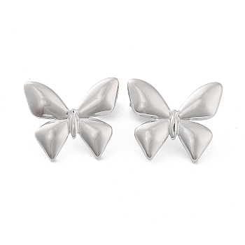 304 Stainless Steel Stud Earrings, Butterfly, Stainless Steel Color, 16.5x19.5mm